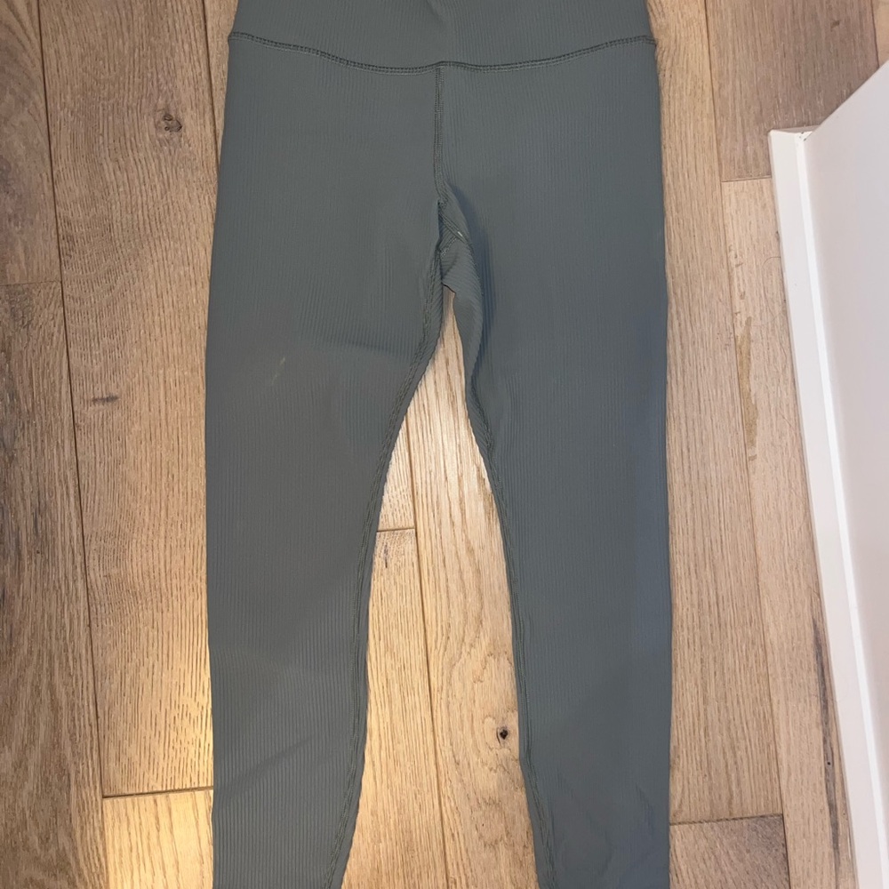 Athleta Ribbed Bkue- Gray High-Waisted Leggings